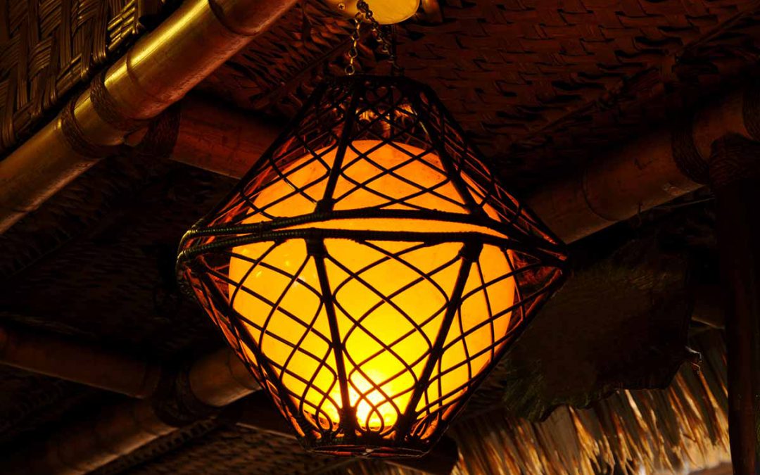 Example of an artistic fishing themed lantern - one of many suspended from the Mai-Kai ceilings.