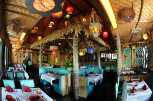 Wide view of the secluded Tahiti dining room in day time.