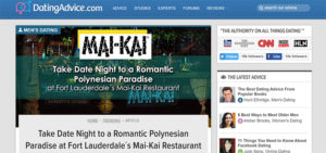 Screenshot of an article - Take Date Night to a Romantic Polynesian Paradise at Fort Lauderdale’s Mai-Kai Restaurant by Dating Advice